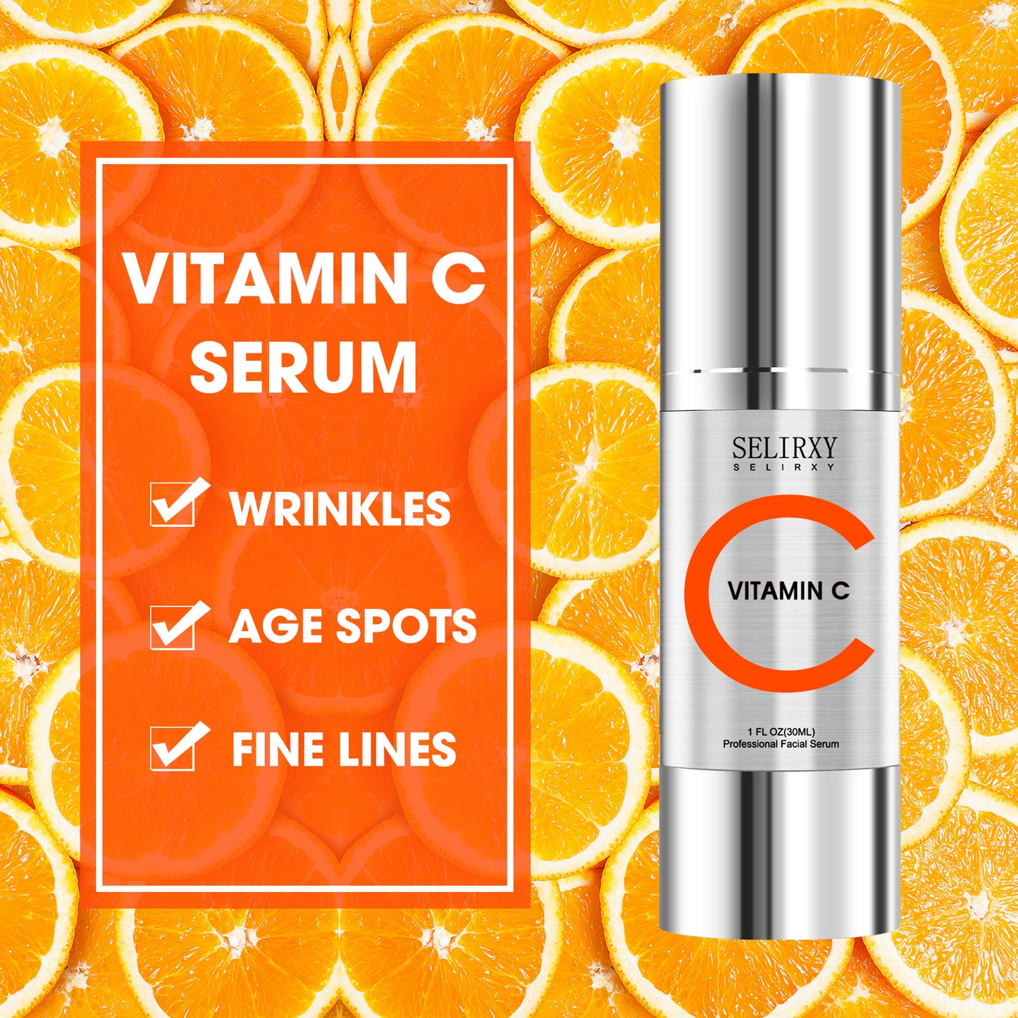 SELIRXY Vitamin C Serum for Face, Skin Care Anti Aging Serum, Remedy for Dark Spots Correcting Glow Serum, Even Skin Tone, Eye Area, Fine Lines & Wrinkles, 1 Fl Oz