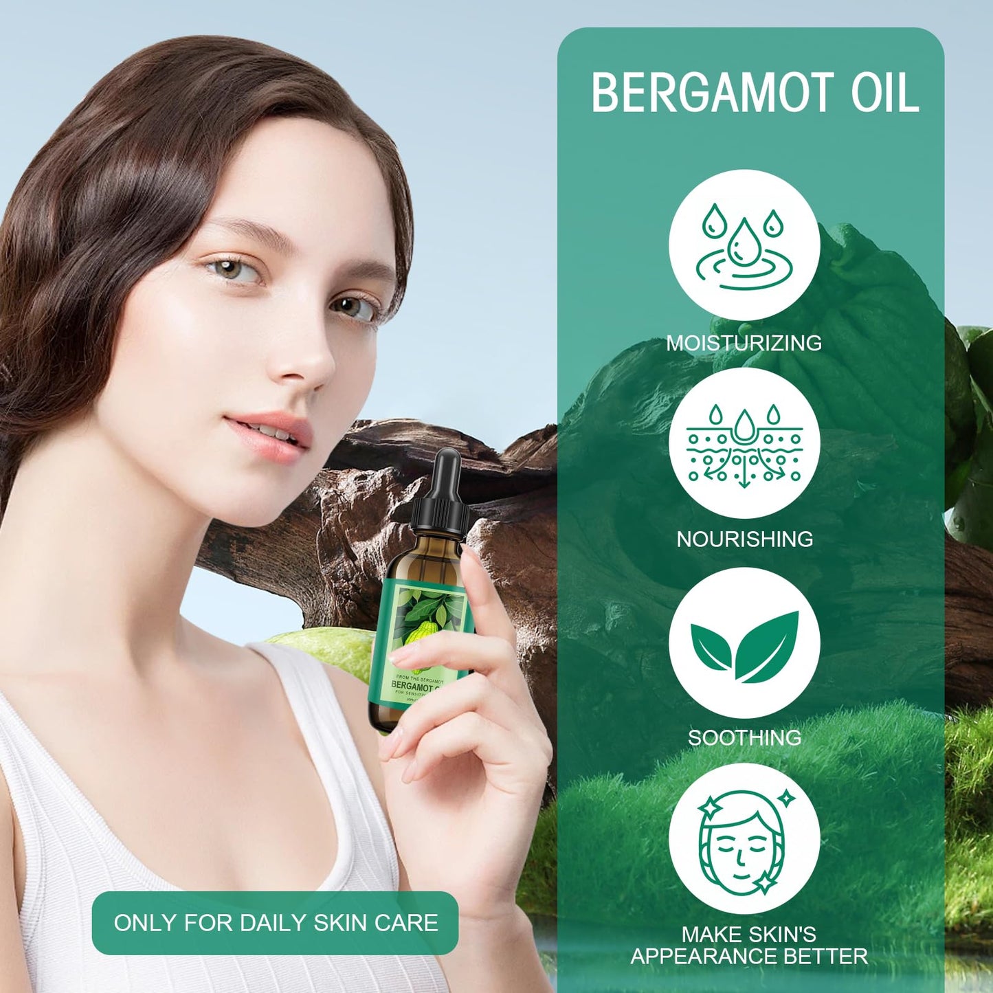 Bergamot Essential Oil for Skin - 100% Natural Bergamot Oil for Anti-Aging, Moisturizing, Wrinkle Reduction, & Skin Firming | Perfect Natural Skin Moisturizer (1 Fl Oz)