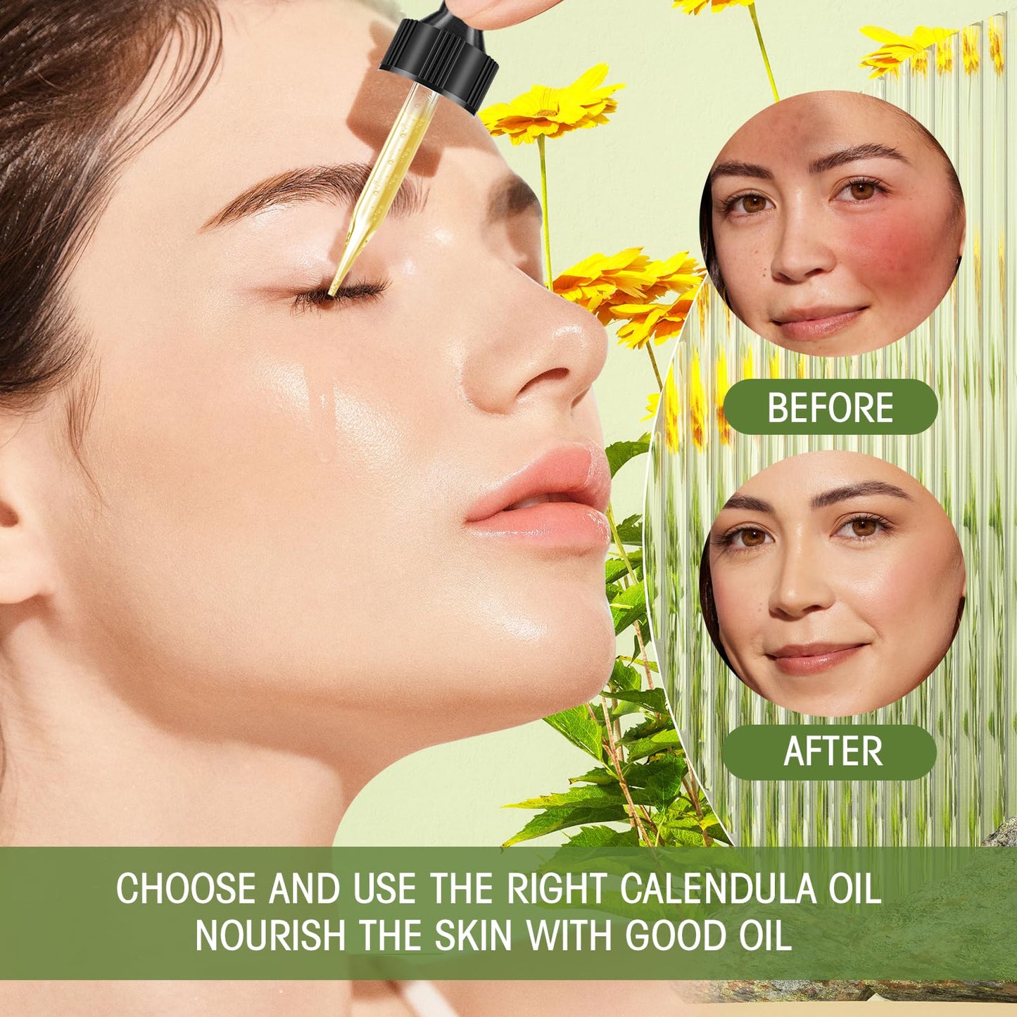 Calendula Oil for Skin - 100% Natural Calendula Carrier Oil for Anti-Aging, Moisturizing, Wrinkle Reduction, & Skin Firming | Perfect Natural Skin Moisturizer (1 Fl Oz)