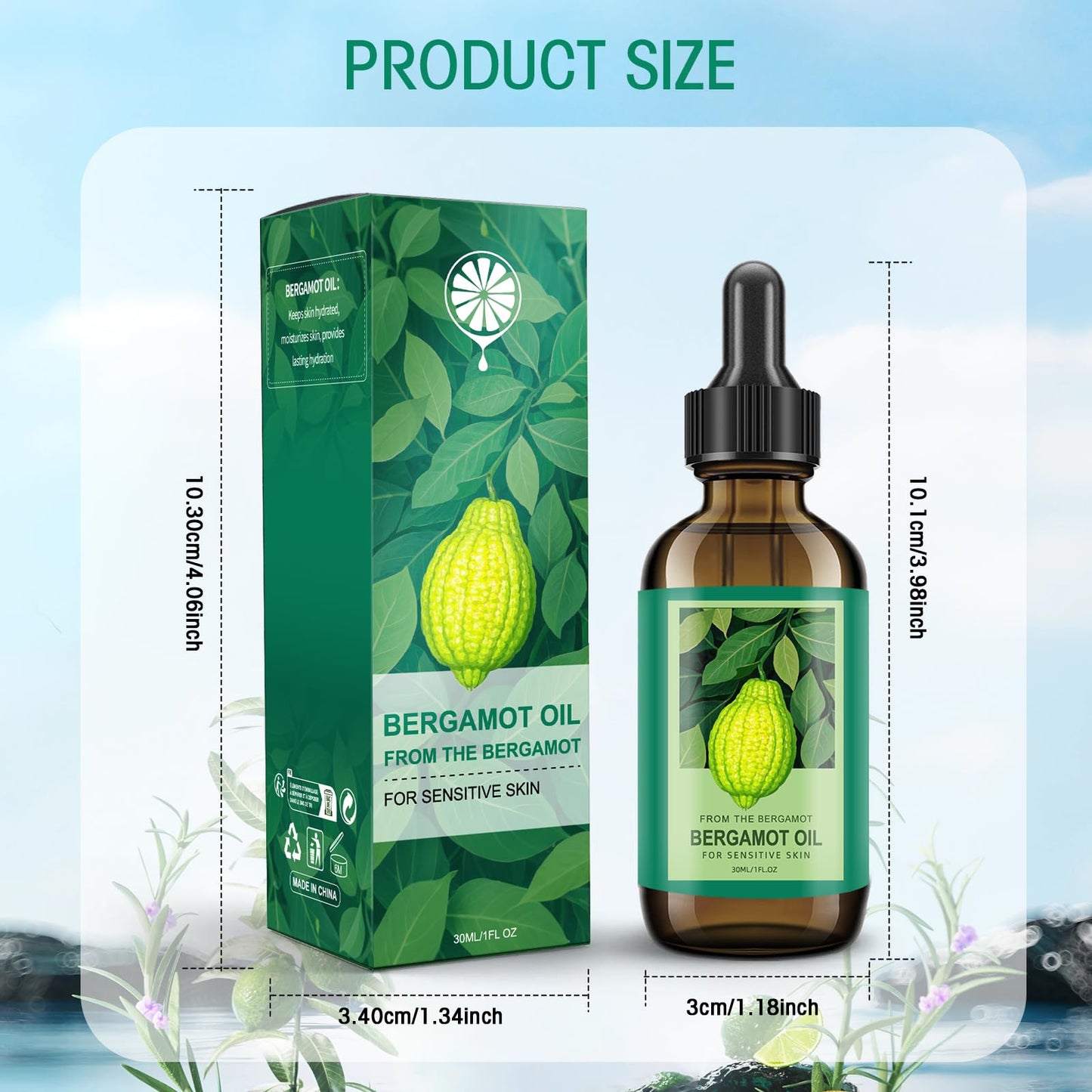 Bergamot Essential Oil for Skin - 100% Natural Bergamot Oil for Anti-Aging, Moisturizing, Wrinkle Reduction, & Skin Firming | Perfect Natural Skin Moisturizer (1 Fl Oz)