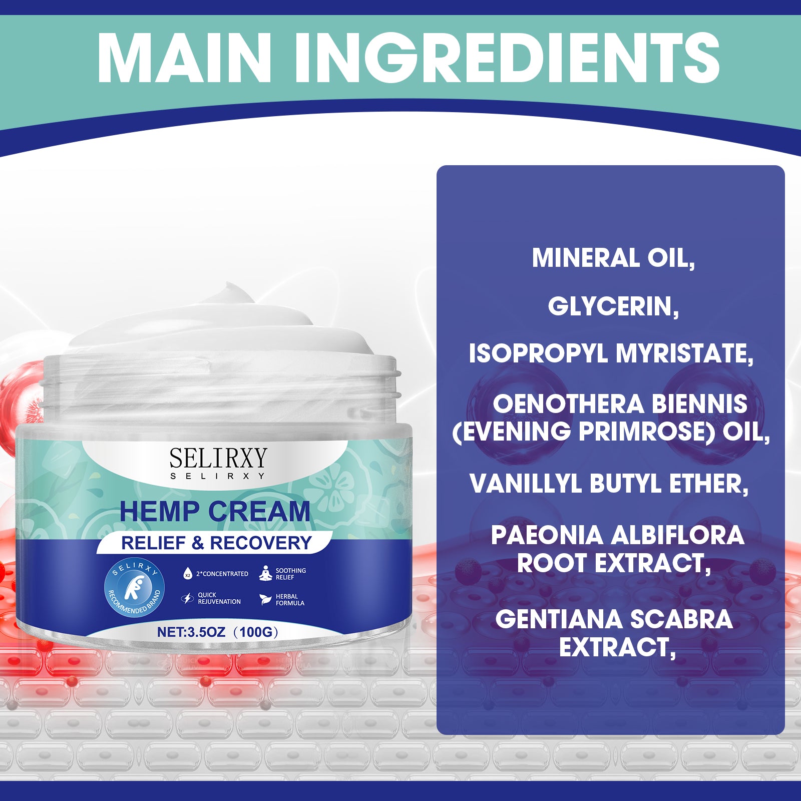 SELIRXY Natural Pain Relief Cream for Back, Knees, Neck, Foot, Fingers