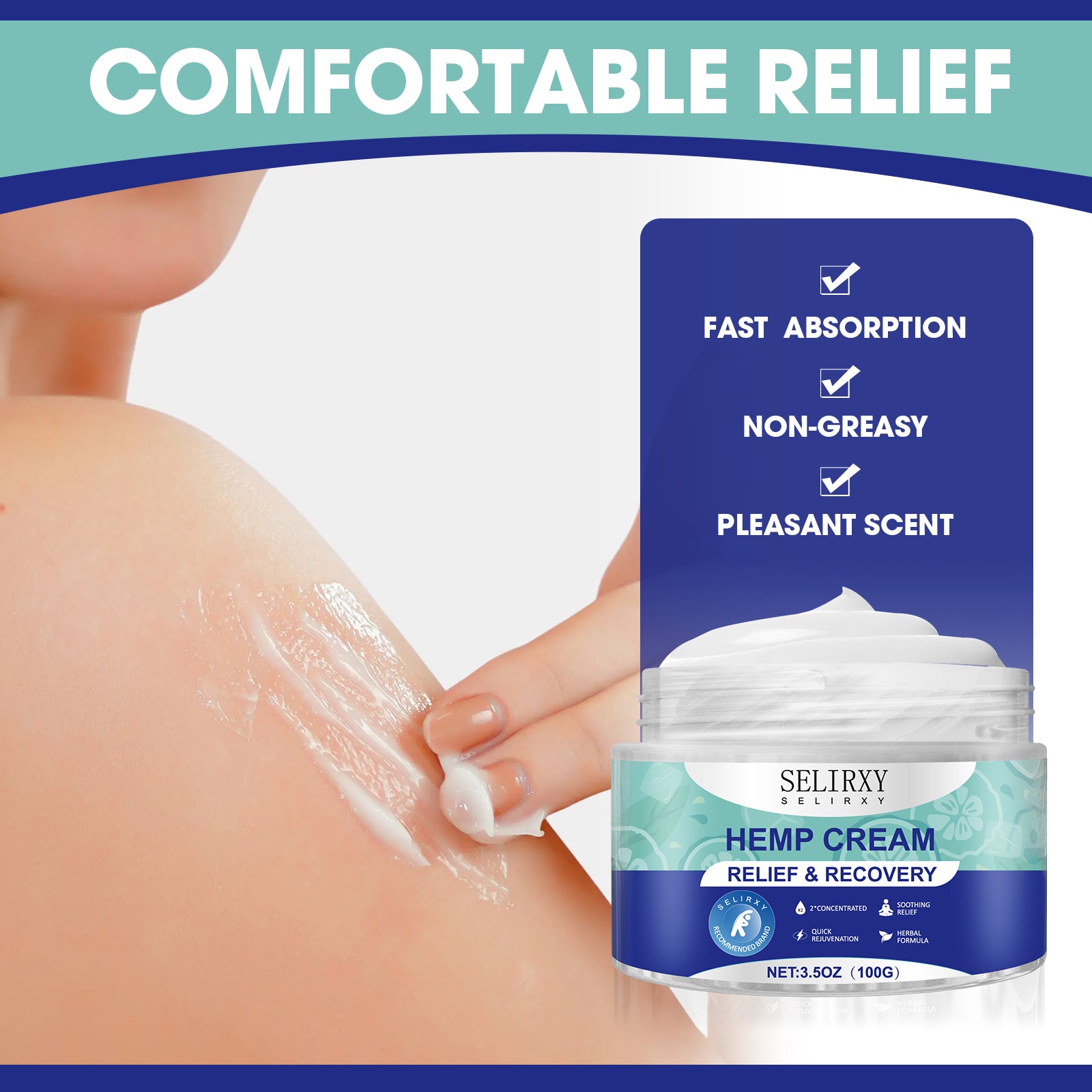 SELIRXY Natural Pain Relief Cream for Back, Knees, Neck, Foot, Fingers