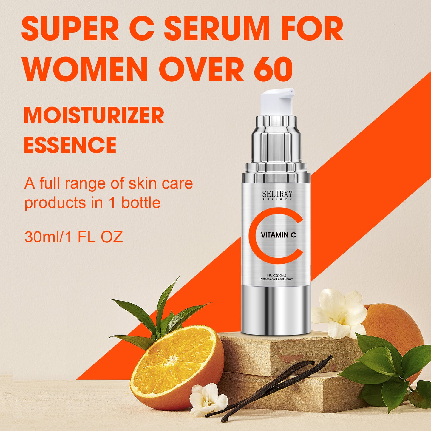 SELIRXY Vitamin C Serum for Face, Skin Care Anti Aging Serum, Remedy for Dark Spots Correcting Glow Serum, Even Skin Tone, Eye Area, Fine Lines & Wrinkles, 1 Fl Oz